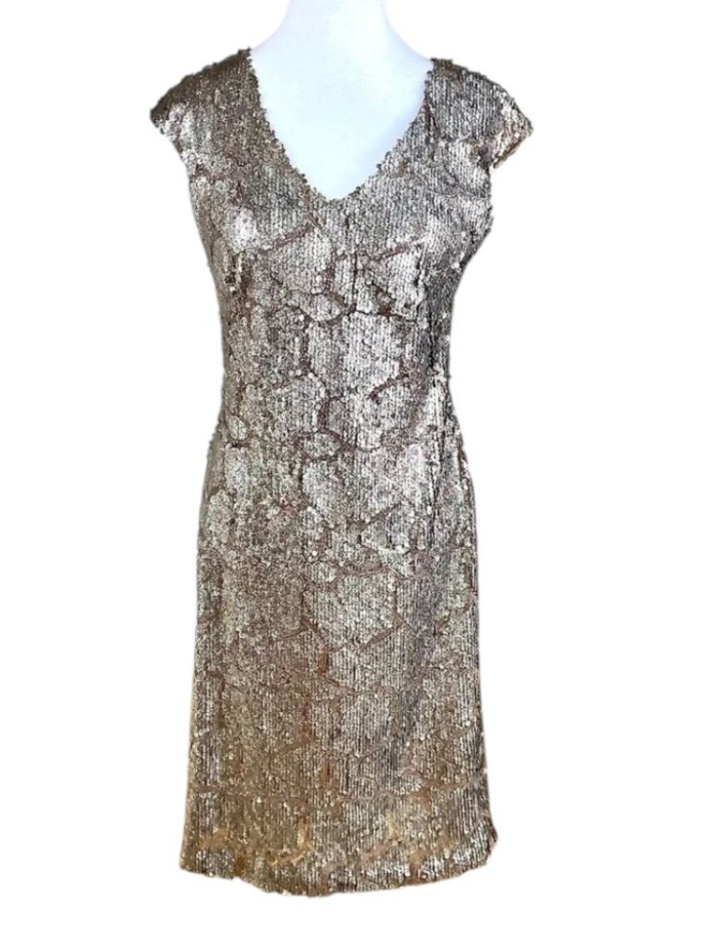 Sue Wong Dress Gold Champagne Sequin Beaded Art Deco Gatsby Cocktail (6)